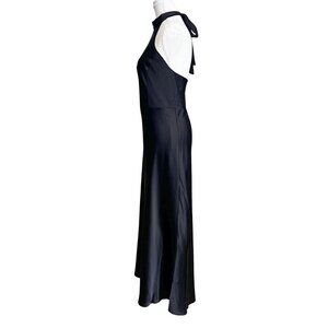 NWT JOIE BLACK SATIN HALTER OPEN BACK LONG EVENING DRESS - XL